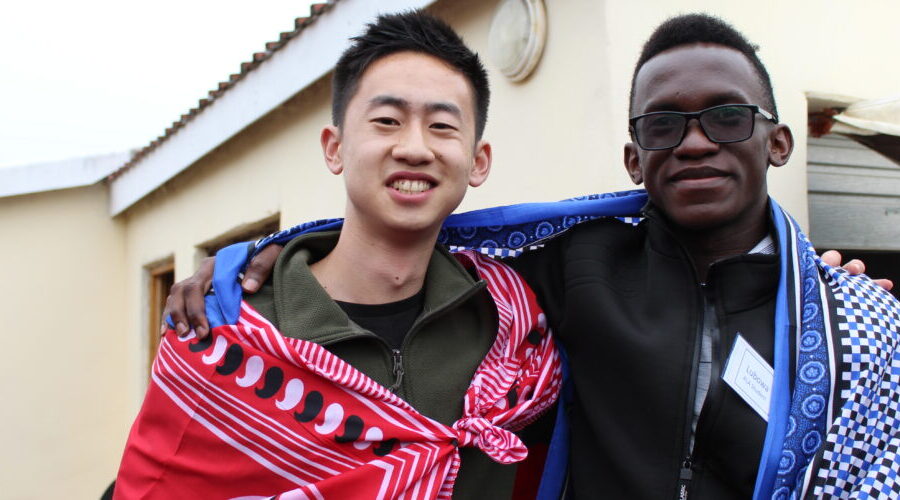 Zhang (left) and Lubowa (right) pictured on the trip to South Africa where they met.
