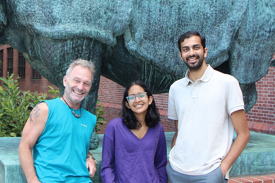 (l to r) Florian Engert, Akila Muthukumar, and Kumaresh Krishnan